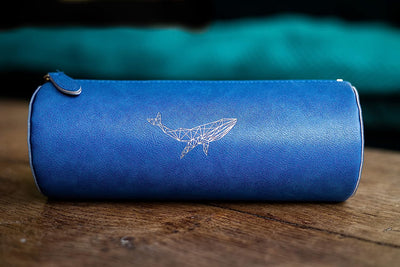 Large Tube Pencil Case - Blue Whale - Avocado & Spice